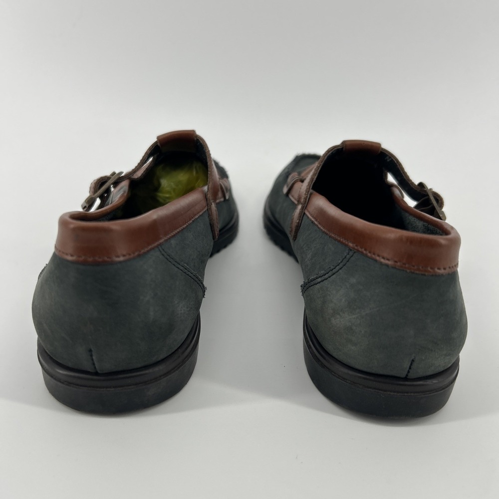 Hush Puppies Leather Loafers Shoes Women's 9 Brown Green T-Strap Casual VTG - Picture 7 of 12